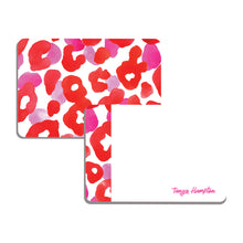 Load image into Gallery viewer, Personalised note card set featuring a bright and bold leopard print pattern. Comes in a set of 8 premium linen textured A6 cards paired with luxury C6 envelopes. Versatile and convenient, these cards are ideal for handwritten notes to commemorate any occasion.